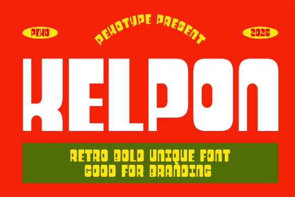 Kelpon Font: Chunky Retro Typeface for Bold Branding